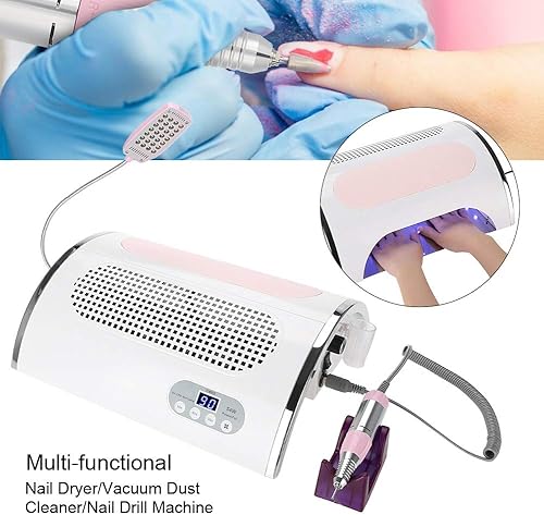 Miniatura 3 de FILFEEL Herramienta de arte de manicura multifuncional 3 en 1 con secador de uñas, máquina eléctrica de taladro de uñas y funciones de iluminación