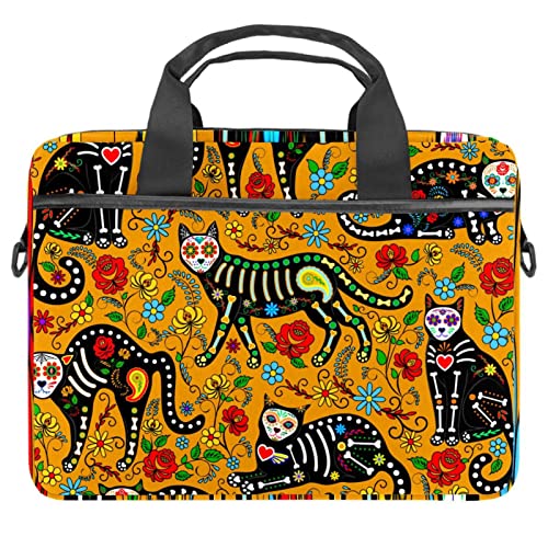 Mallette ordinateur portable 13 14 pouces chat jaune avec sangle épaule