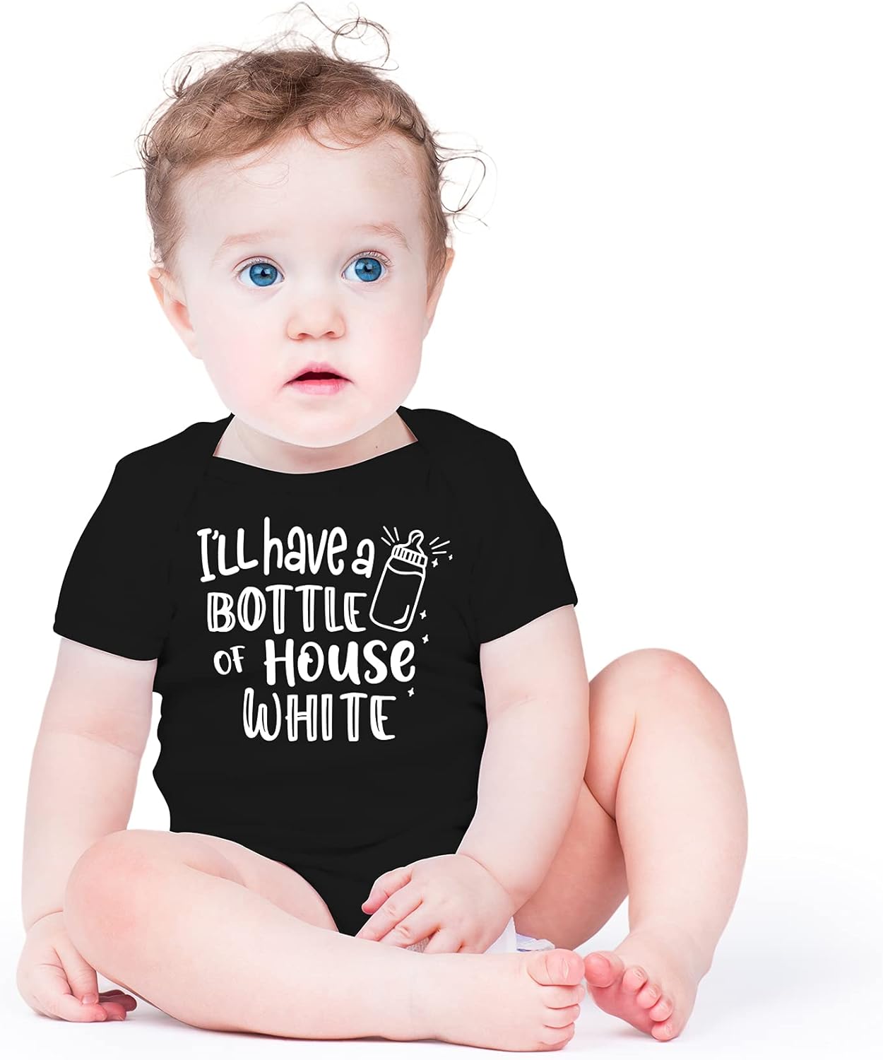 AW Fashions I'll Have A Bottle Of The House White Baby Bodysuit Funny Adorable Infant Clothing Boys Girls - Image 2