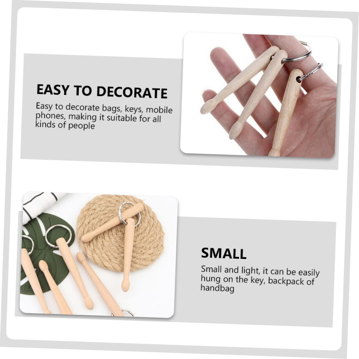 SHOWERORO 10 Stücke Einzigartige Trommel Keychain -legierung Holz Schlüssel Niedlichen Schlüsselring Für Tasche Decor