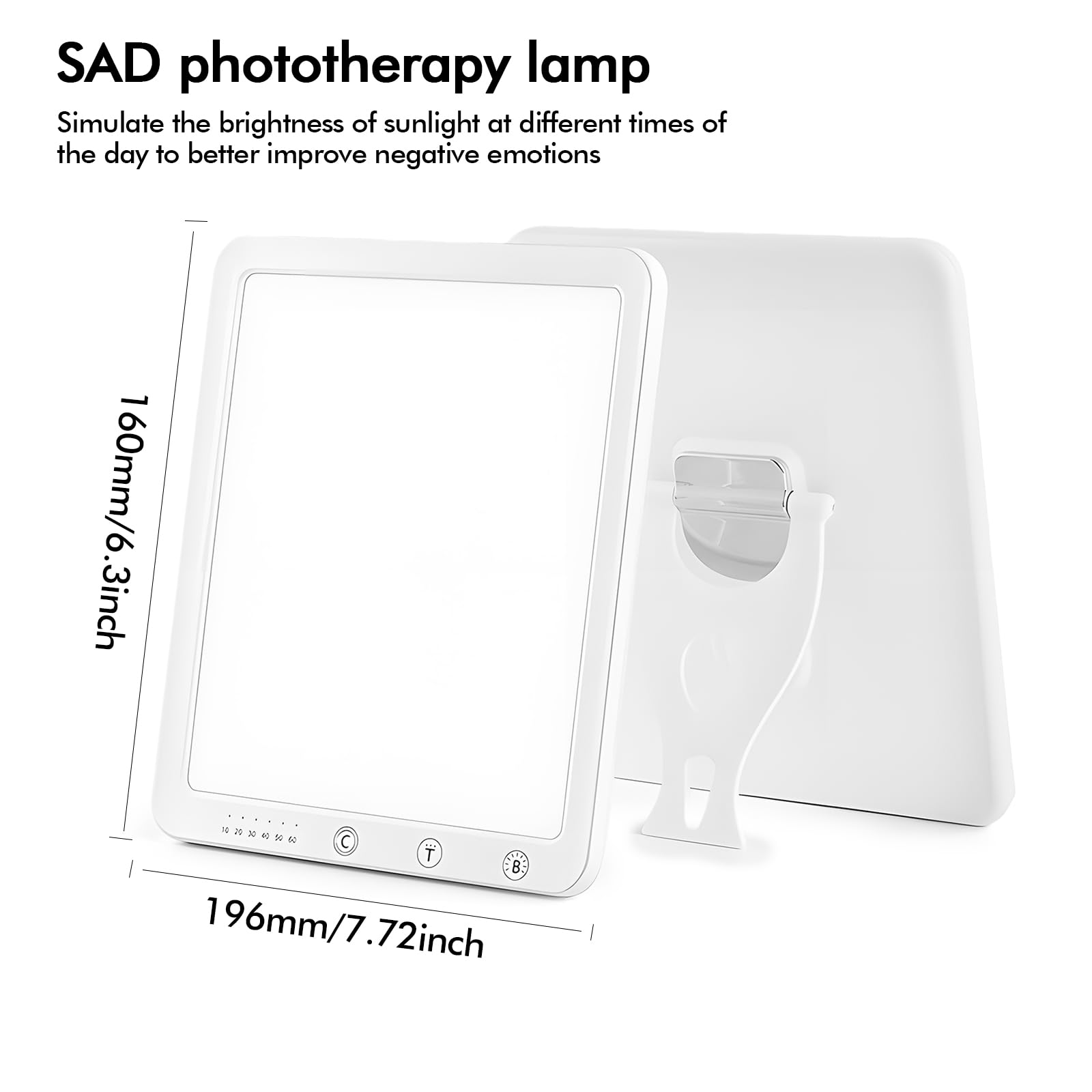 Lámpara De Luminoterapia, Sin Uv Lámpara De Luz De Día, Luz De Simulación De Día, Lámpara Luminoterapia Con 3 Temperaturas De Color Y 6 Temporizador Potente Para Moral(Blanco)