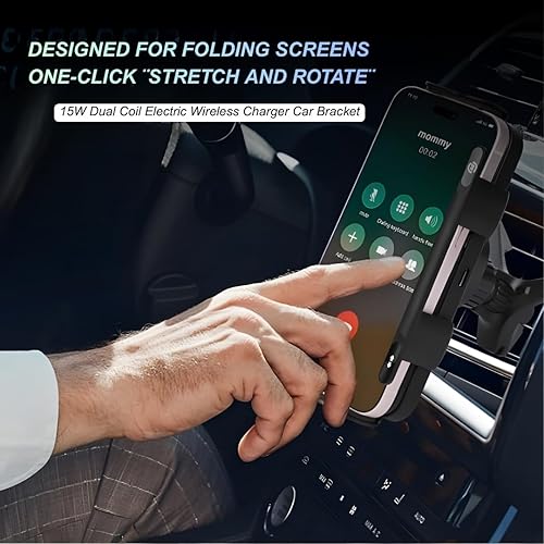 Miniatura 8 de 2025 Smart 2 en 1 Soporte de teléfono giratorio automático y cargador inalámbrico para automóvil, soporte de teléfono plegable para iPhone y