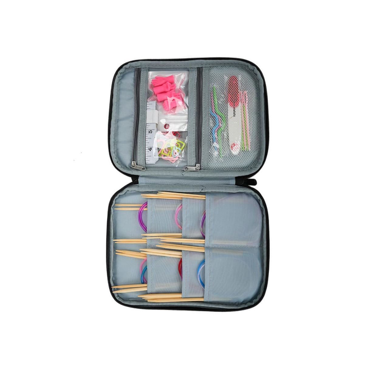 HOODANCOS Juego de Agujas de Tejer Multifunción 2-10 MM con Bolsa de Almacenamiento Oxford y Accesorios Completos para Tejido Kit de Crochet Colorido Adecuado para Manualidades y Costura