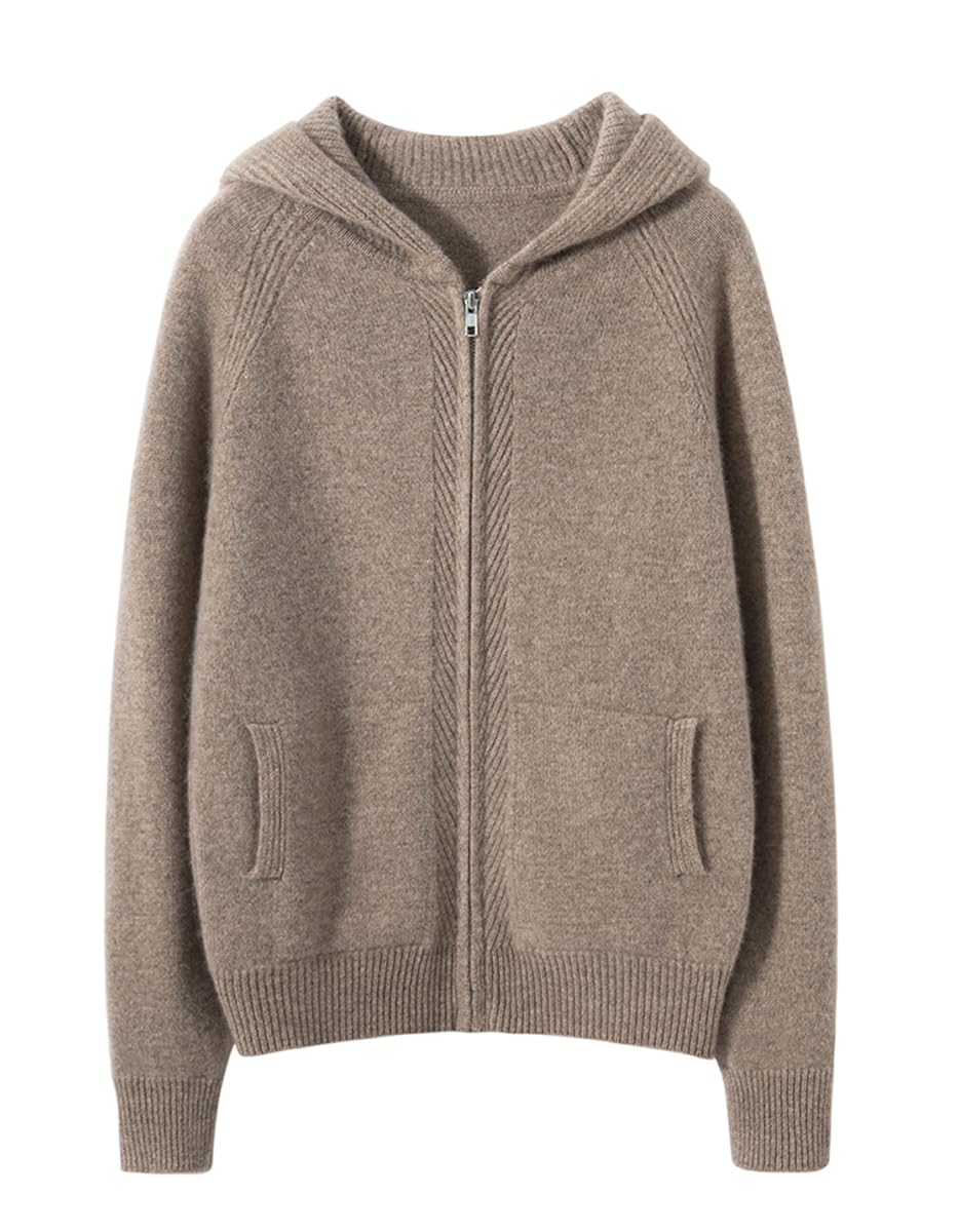 DISSA Gilet Femme Capuche Manches Longues Cachemire Laine,ZSBR8336
