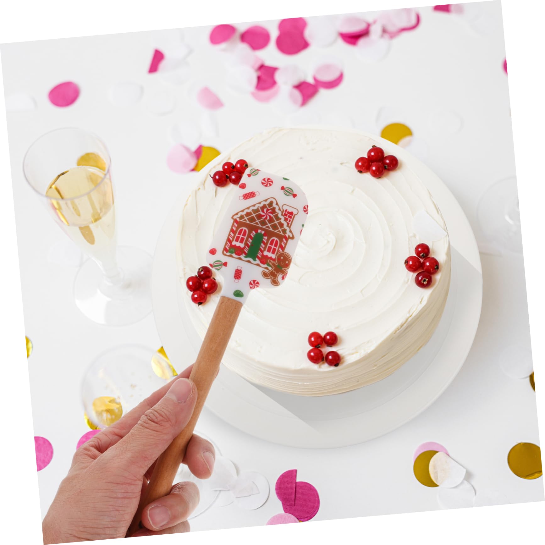 Cabilock 4 Sätze Silikon Spatel Teilig Weihnachtskuchen Dekoration Ergonomischer Holzgriff Hitzebeständig Für Kuchencreme Und Teigschaben Leicht Und Langlebig 4 Stück * 4