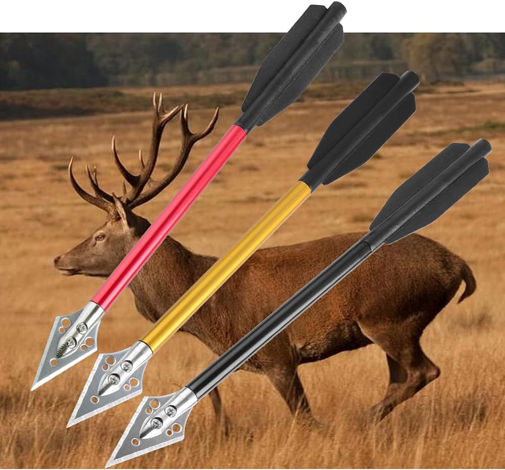 ZSHJGJR 6.7" Mini Crossbow Bolts Pistol Crossbow Bolts Arrows with Steel Broadheads Tip for Archery Practice Darts Arrow Hunting Fishing 6/12pcs