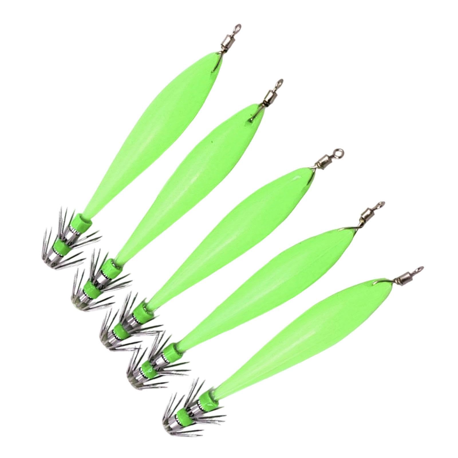 Maxtonser 5Pcs Fishing Lures Shrimp Lure Baits Glow Jigs Hook 9.5cm Glow Squid Jigs Artificial Hard Baits Cuttlefish Hook