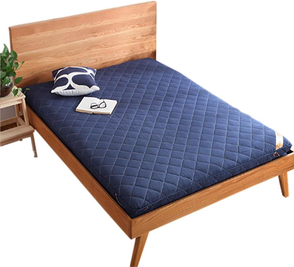 WYBF Traditional Japanese Floor Futon Mattresses Foldable Sleeping Pad, Tatami Mat, Japanese Bed Roll, Foldable Roll Up Mattress, Futon Memory Foam, Rolling Bed Shikibuton,Blue,90200cm