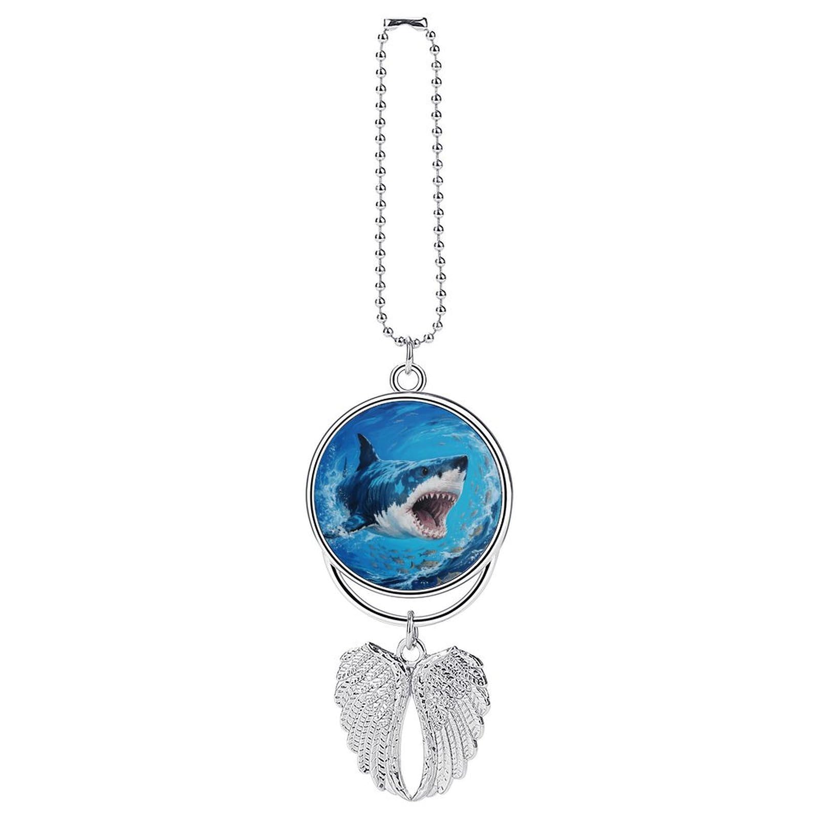 Fiercely Shark Car Pendant Hanging Swing Auto Rear View Mirror Hanging Car Rear View Mirror Charm Truck Hanger Ornament Charm for Car Rear View Mirrors Accessories