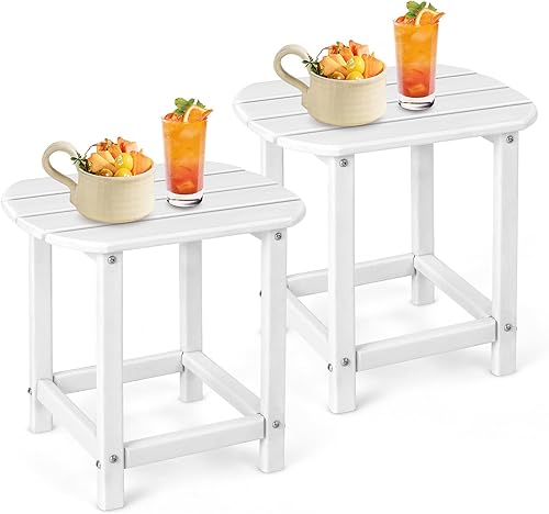 Miniatura 10 de Tangkula Mesa auxiliar para exteriores, mesa Adirondack resistente a la intemperie, mesas auxiliares para silla para interiores y exteriores, HDPE