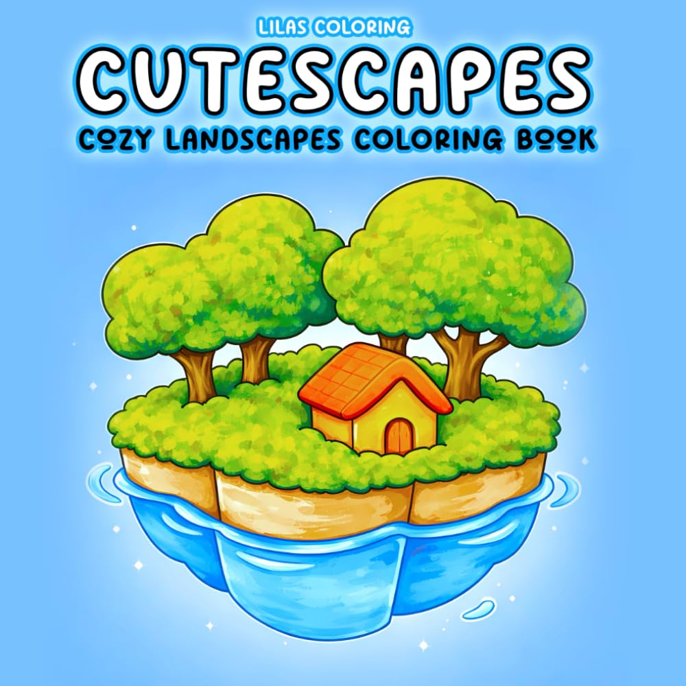 Cutescapes Cozy Landscapes Coloring Book for Adults: Bold and Easy Nature Scenes for Relaxing Coloring