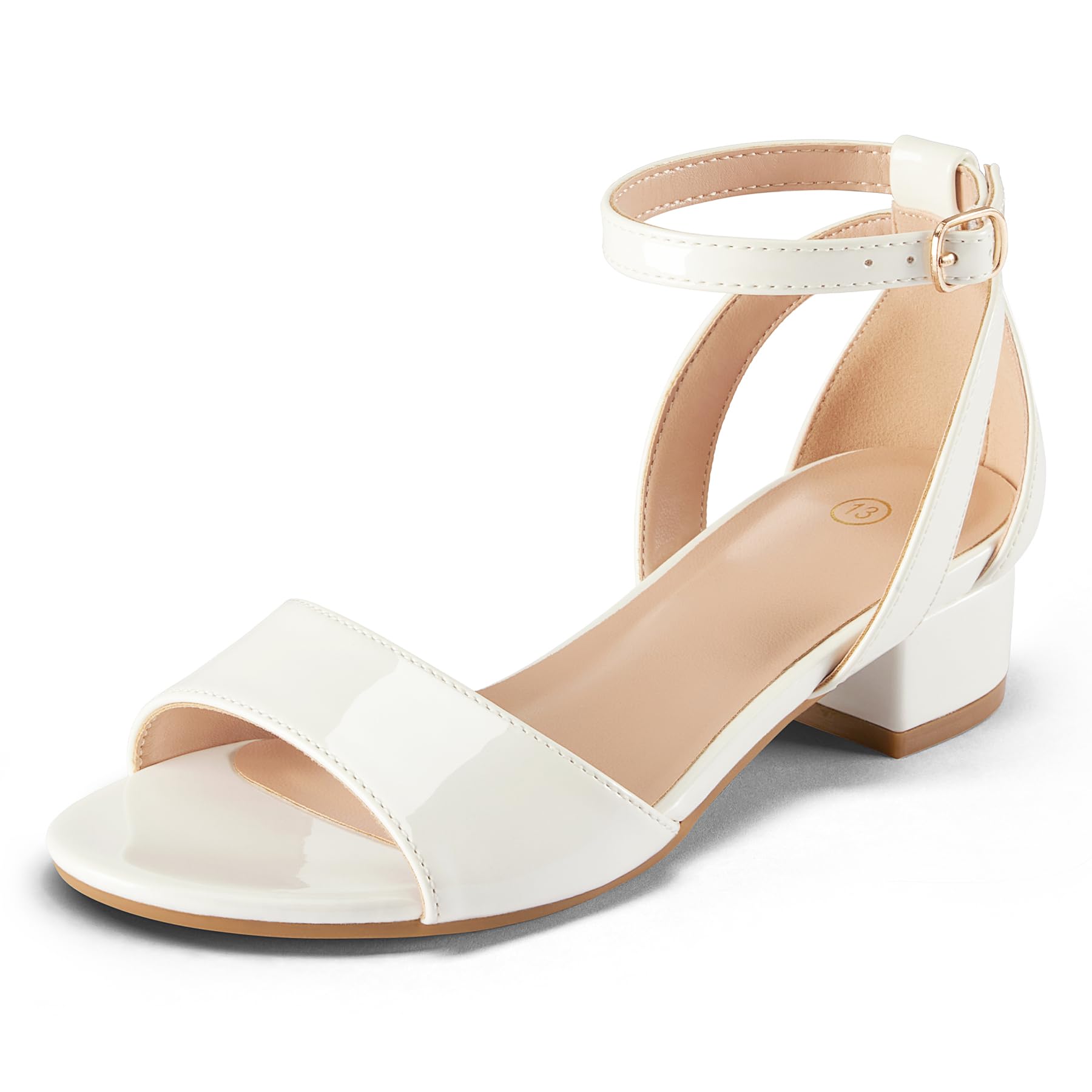 Girls Sandals Low Chunky Heels Dress Pumps Ankle Strap Open Toe Flower Wedding Party Dress Shoes for Toddler/Little Kid/Big Kid