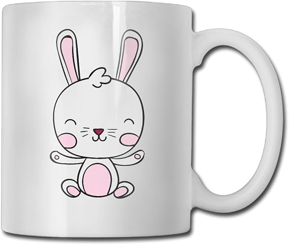 Amazon Co Jp かわいい 幸せな赤ちゃんウサギの漫画 おしゃれ マグカップ カップ コップ 耐熱 オリジナル イラスト オーブン陶器製 カフェ食器カップ ギフトアイテム 白い ファッション