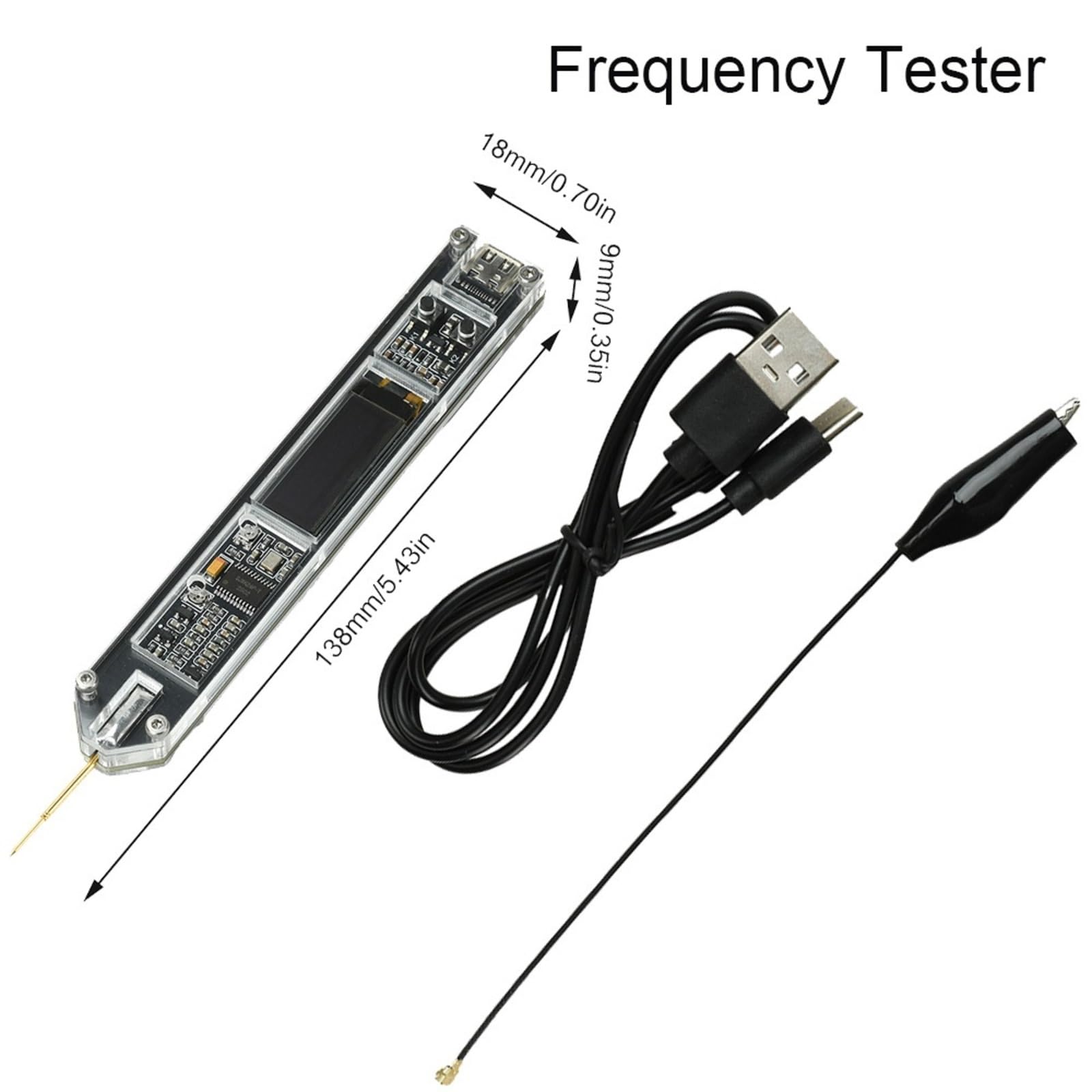 Frequenzzähler, 200Hz~100MHz Frequenztester, 0,91-Zoll-OLED-Display, Typ-C