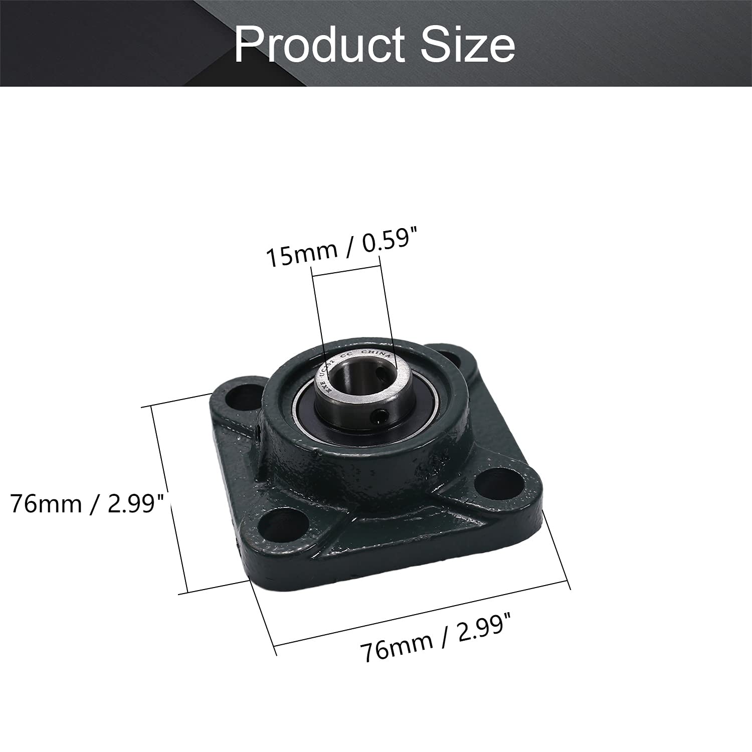 Othmro 2Pcs UCF202 Cast Iron Pillow Block Mounted Ball Bearing Flanged Pillow Block Bearings 0.59in Bore Diameter Ball Mounted Pillow Block Bearings Bearing Steel Vertical Bearings with Set Screw Lock