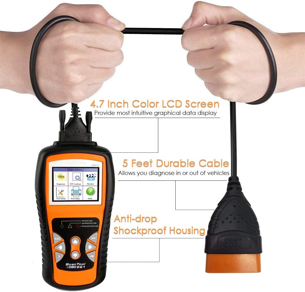 OBD2 Scanner, Professional Enhanced OBD II Vehicle Code Reader, 3.35' LCD Diagnostic Scan Tool with Engine O2 Sensor Systems and EVAP System Scanners for all OBDII & Can Protocol Cars Since 1996