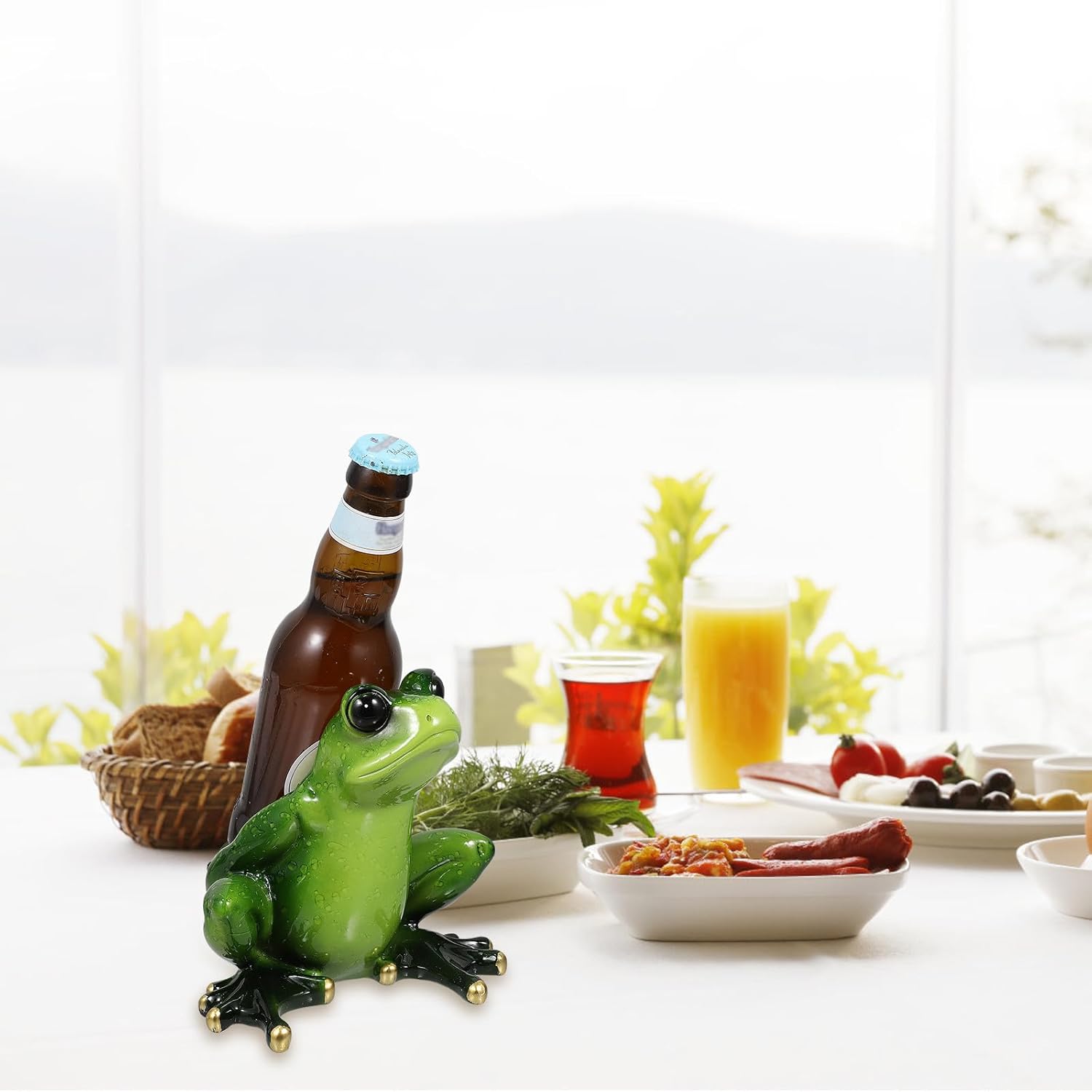 Decorative Resin Wine Bottle Rack Amphibian Style Green Tabletop Wine Storage Shelf Bar Accessories for Home Display