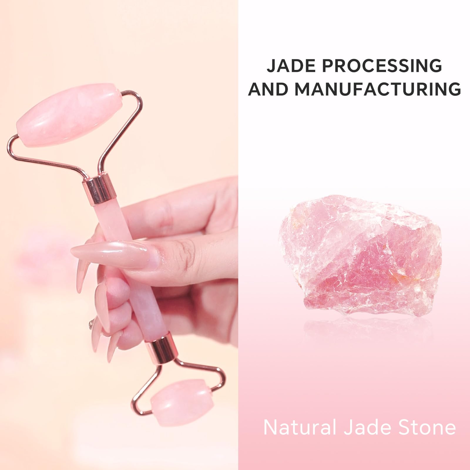 Jade Roller & Gua Sha Set for Face – 4PCS Natural Facial Massage Tools