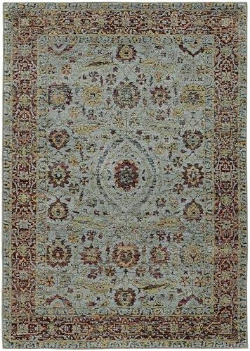 Oriental Weavers Andorra Area Rug - 7155A - 5'3" x 7'3" - in Blue/Red - Vintage Inspired, Stain Resistant, Family and Pet Friendly, Bedroom, Office Rug