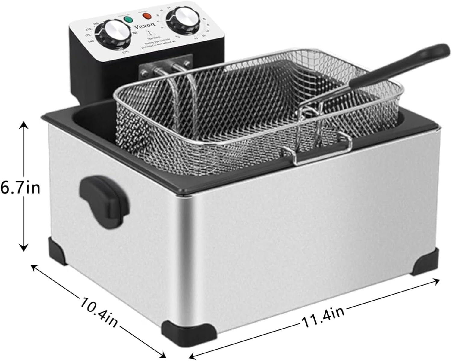 1700W Electric Deep Fryer with 3 Frying Baskets, 5 Liters/21 Cups Deep Fryer with Viewing Window,Removable Frying Basket and Easy to Clean Stainless Steel Body, Silver
