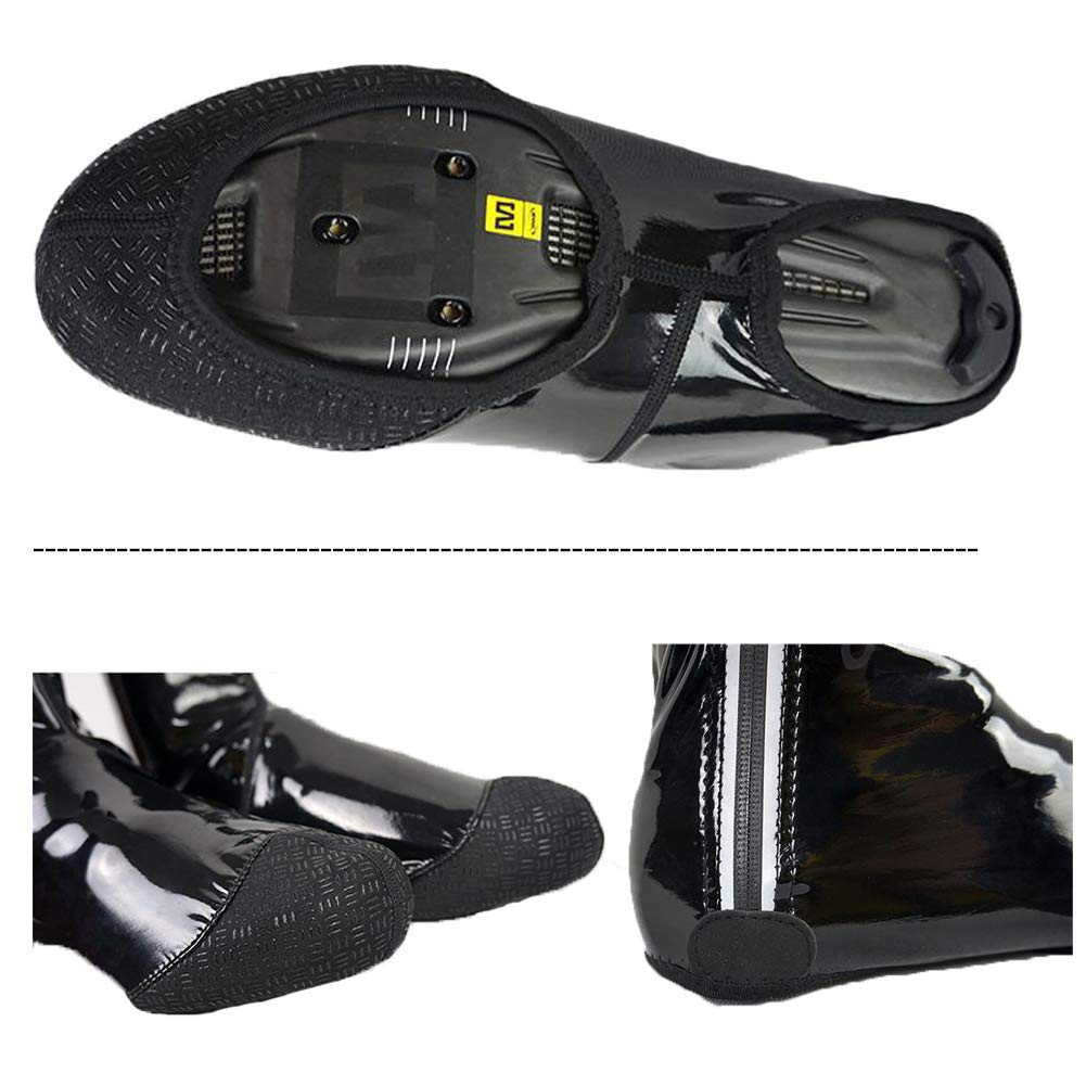 Cubrezapatillas Impermeables para Ciclismo, Alta Elasticidad, Superficie de Cuero Brillante Cubrezapatillas para Bicicleta de Carretera de Invierno, Protector para cubrezapatos para MTB