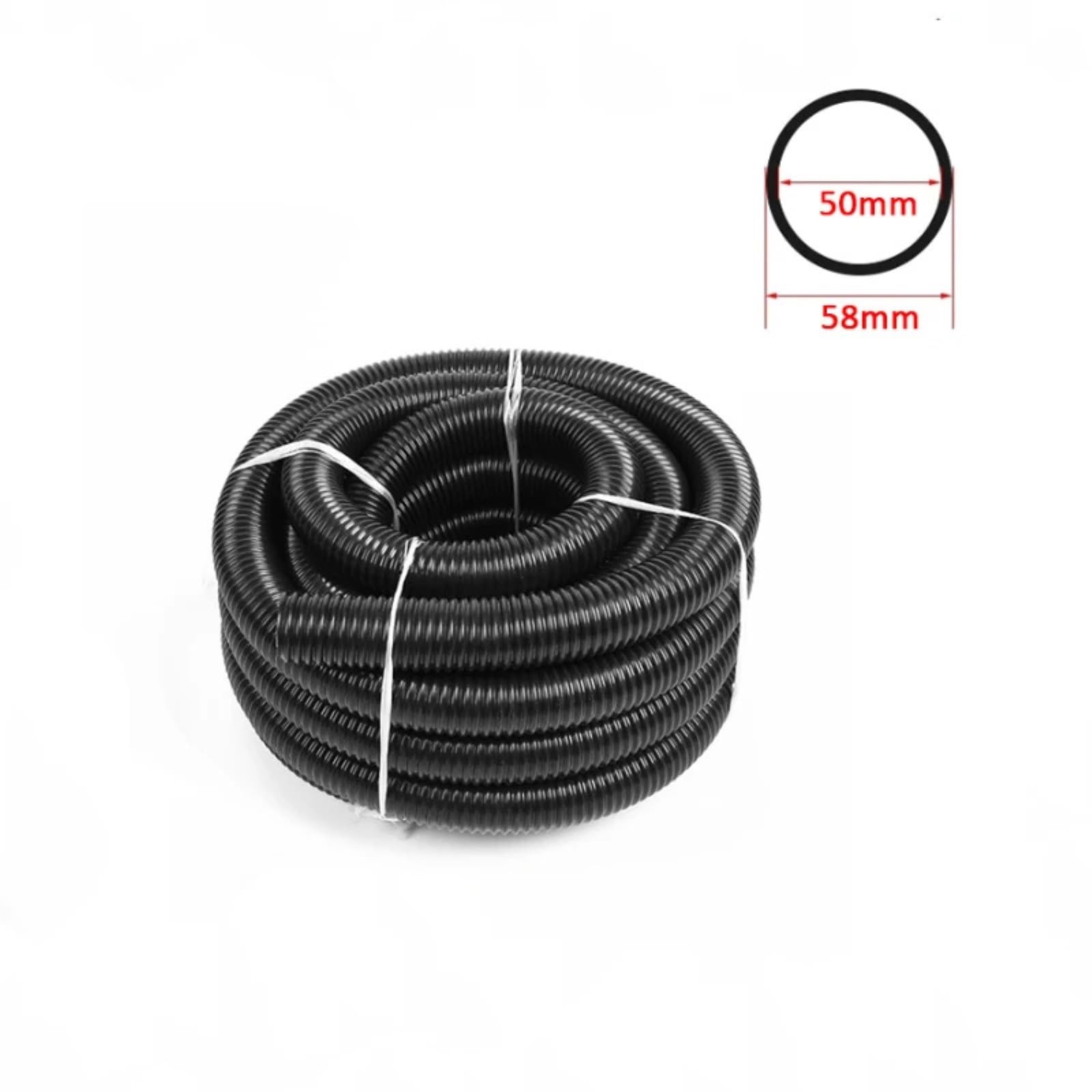 Tuyau fileté for aspirateur, intérieur 50mm, extérieur 58mm, pailles à soufflet d'usine, tuyau souple, accessoires de buse d'aspirateur (Color : Black-3 m)