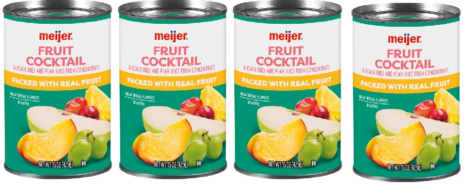 Mixed Fruit Cocktail Peaches, Pineapple, Cherries, Pears and Grapes (Pack Of 4 Cans), 15 oz. Each