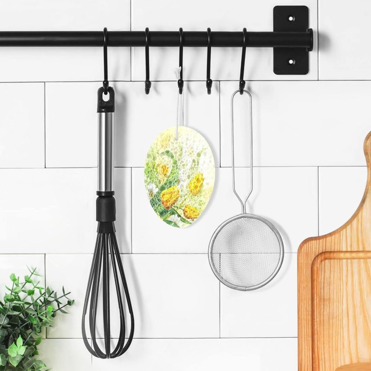 Wall-Mounted Kitchen Utensil Rack, Black Metal Pipe with 5 Hooks, 80 cm Hanging Rail, Kitchen Organization Storage Bar .nin 2026 - view 2