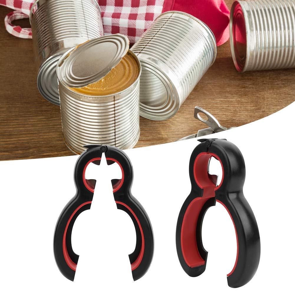 Manual Can Opener, Black Red Portable Handheld Bottle Opener Kitchen Tool for Can Pull Rings for Can Lids