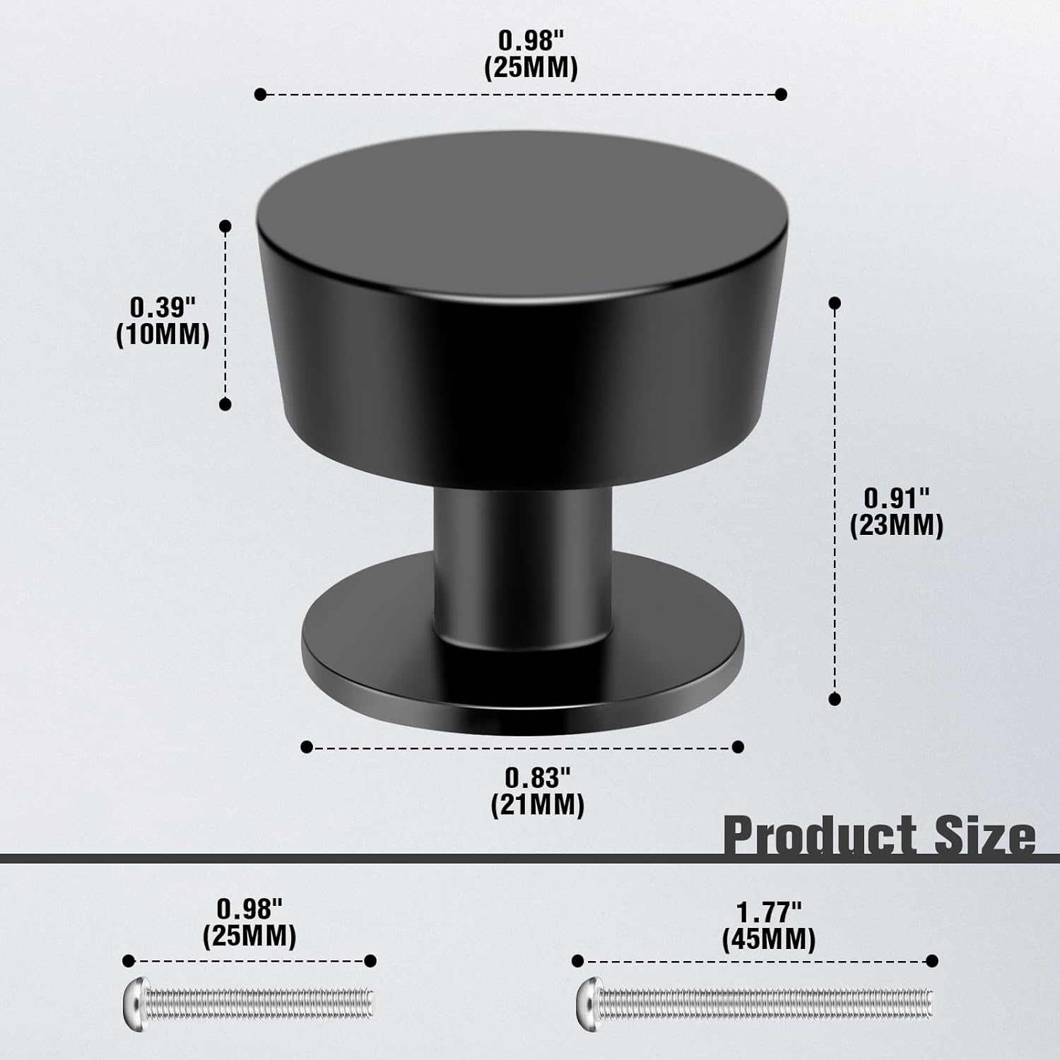 Tauno 5Pack Kitchen Cabinet Knobs Single Hole Kitchen Cabinet Handles, Solid Round Drawer Knobs and Pulls for Bathroom Cabinets, Matte Black Dresser Knobs Zinc Alloy Cabinet Hardware