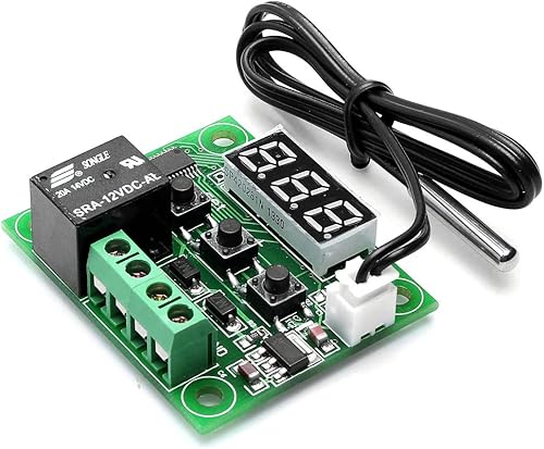 Miniatura 3 de W1209 12V DC Digital Controlador de Temperatura Electrónico Tablero Termostato Digital -50 a 230.0 F Interruptor de módulo con relé de 10A y estuche