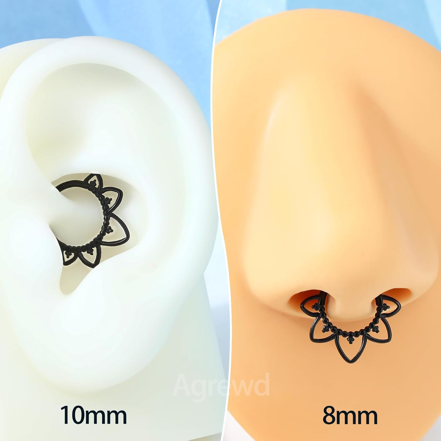 Minimalist Lotus G23 Solid Titanium Septum Rings 16G Flower Septum Jewelry Dainty Helix Daith Earrings for Women Daith Piercing Jewelry Surgical Steel Hypoallergenic - Image 3