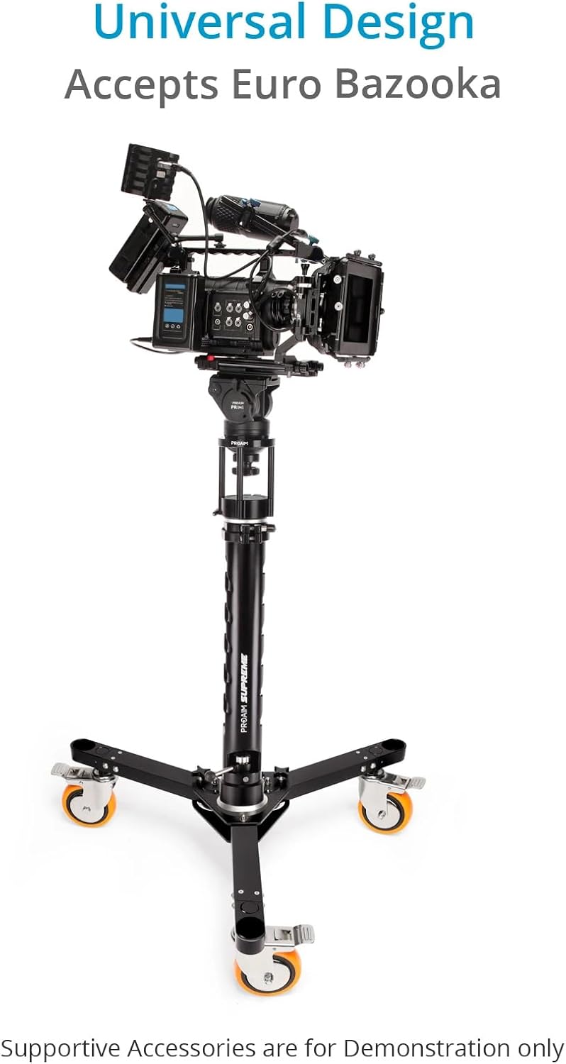 PROAIM Anchor Heavy-Duty Studio Camera Dolly for Heavy Tripods, Jibs & Cranes up to 500kg/1100lb. Track Compatible, Lightweight & Aluminum Made. W/Wheel Lock, Collapsible (DL-ANCR-02)