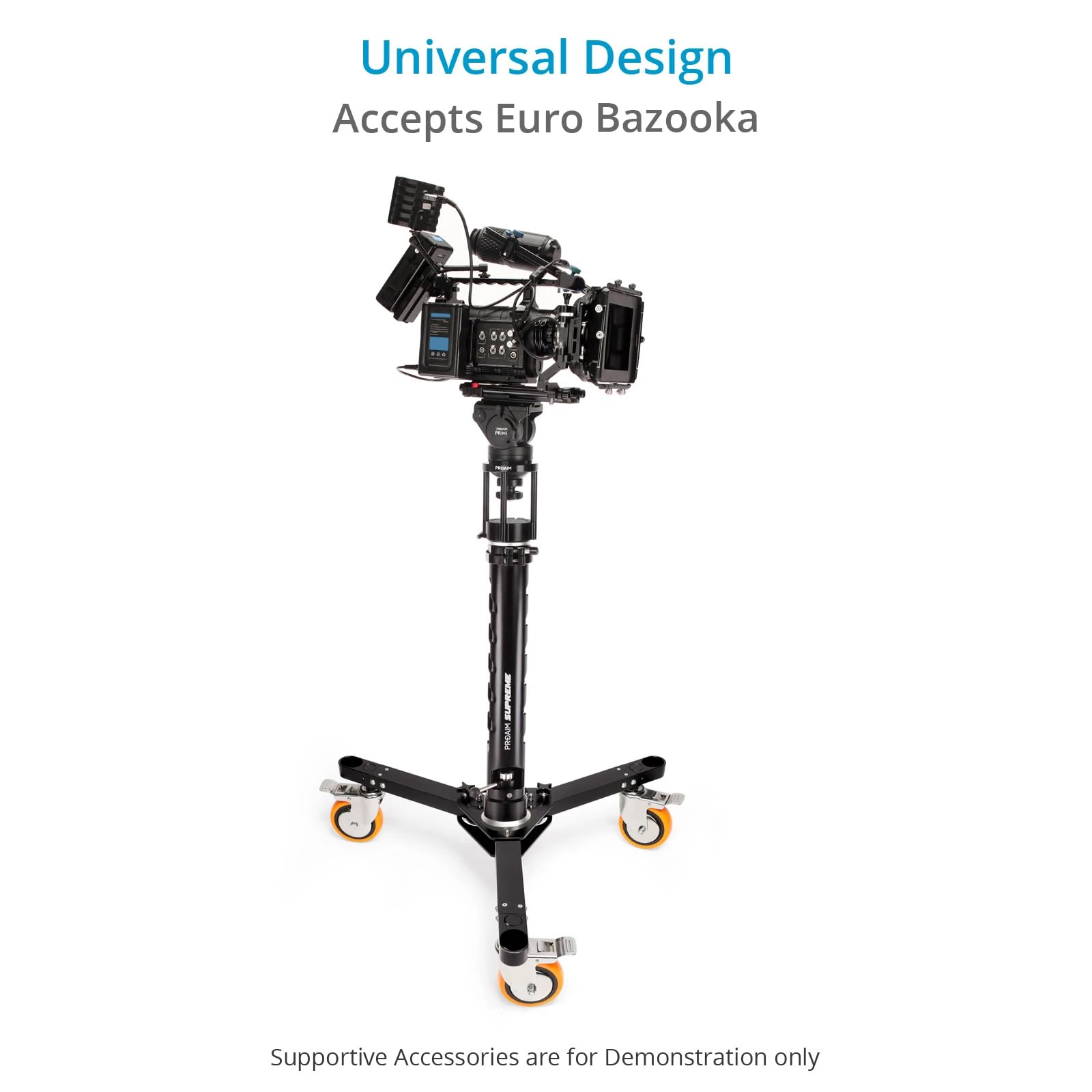 PROAIM Anchor Aluminium-Stativ-Dolly für Jibs & Kräne, 500 kg | CNC-Aluminium-Dolly mit 6" PU-Rädern & Bremsen; klappbar für Transport, passt durch Standardtüren