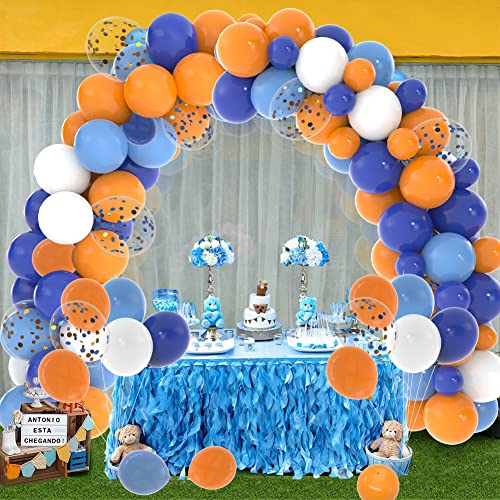 Labeol 127pcs Blue and Orange Balloons Garland Kit Arch Coffetti 18/12/10/5 Inch Balloons for Boys Girls Birthday Party Decoration Supplies Baby Shower