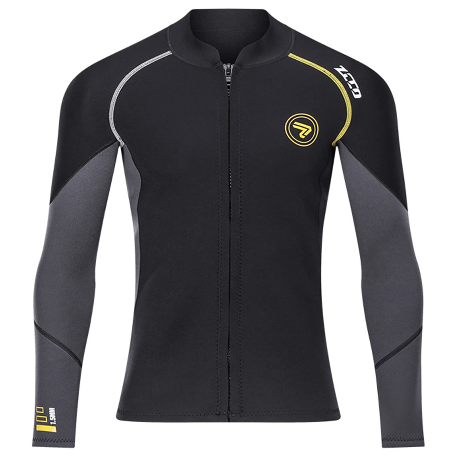Hombres Trajes De 1.5mm Neopreno Top, con Cremallera Frontal, Manga Larga,Traje De Buceo De Manga Larga Traje De Buceo para Natación, Esnórquel