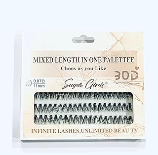 مجموعة وصلات رموش صناعية فردية من شوجر جيرل، وصلات رموش 5 دي من المنك ذات مظهر طبيعي طويل وسميك وناعم يمكنك تركيبها بنفسك في المنزل وصالونات التجميل - 60 قطعة (30DD-0.07D-11