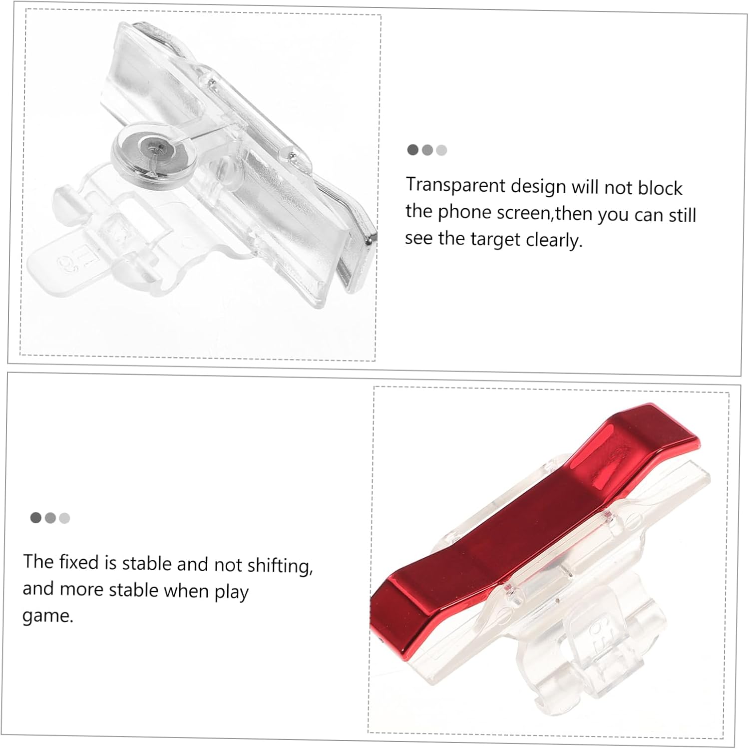 TEHAUX 2Pairs Mobile Game Controller of Metal Shortcut Buttons Red Silver Handles High Sensitivity Triggers for Improved Gaming Experience Compatible with Mobile Games