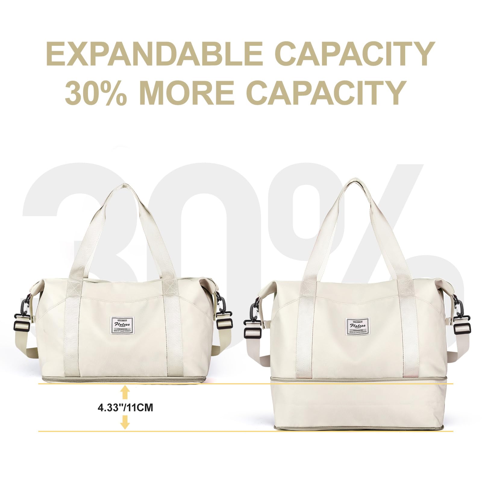 40x20x25 Ryanair Borsa da Viaggio Bagaglio a Mano Borsone da Viaggio Espandibile Borsa Palestra Borsone Palestra Valigia Borsa da Weekend Borsone Valigia Borsa a Mano,J7-Bianco