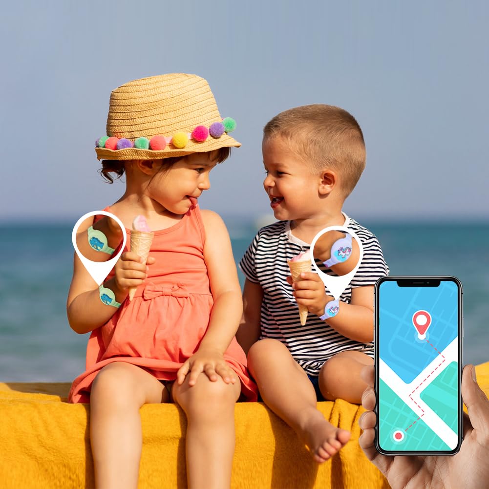 AXFEE Pulsera Compatible con Airtag - 2 Piezas de Silicona para Niños, Funda Protectora Ajustable Antipérdida, Impermeable (Nuevo Unicornio + Dinosaurio, Airtag No Incluido) — view 8