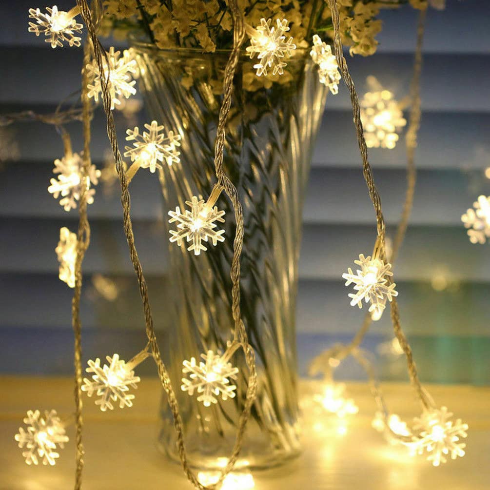 Asky Warm White 2/3 Meters String Lights Snowflake Xmas Tree Christmas Party Home Warm Lamp Decor (,3M 20Leds)