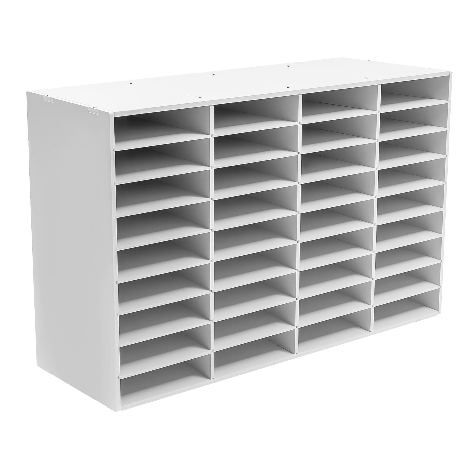 Literature Organizer,PVC Mail Organizer,Removable Partition Office Mailbox,Countertop Letter Sorter with Anti‑Slip Pads,Desktop File Sorter for Schools Offices (36 Compartments,white,176lbs capacity)