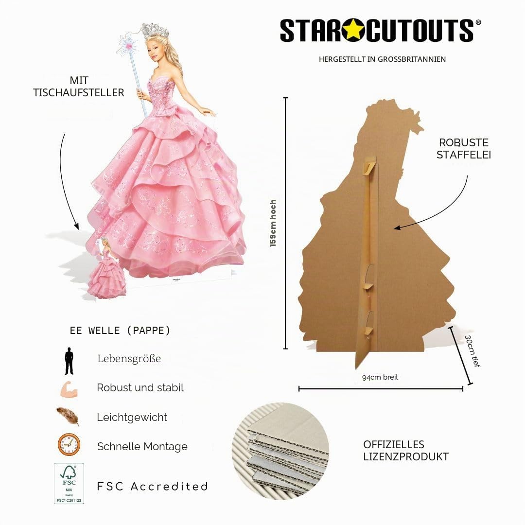 Star Cutouts SC4628 Glinda von Wicked in Pink Dress – 150 cm lebensgroßer Pappaufsteller | perfekt für Fans, Partys und Raumdekoration