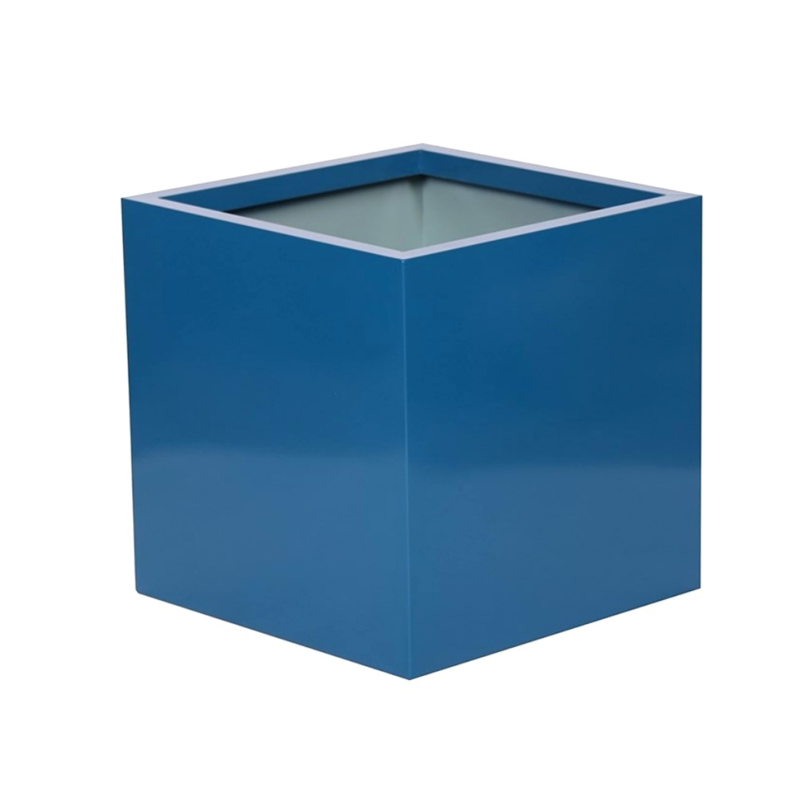 Primrose Galvanised Zinc Cube Patio Planter with Drainage Hole in Blue 40cm