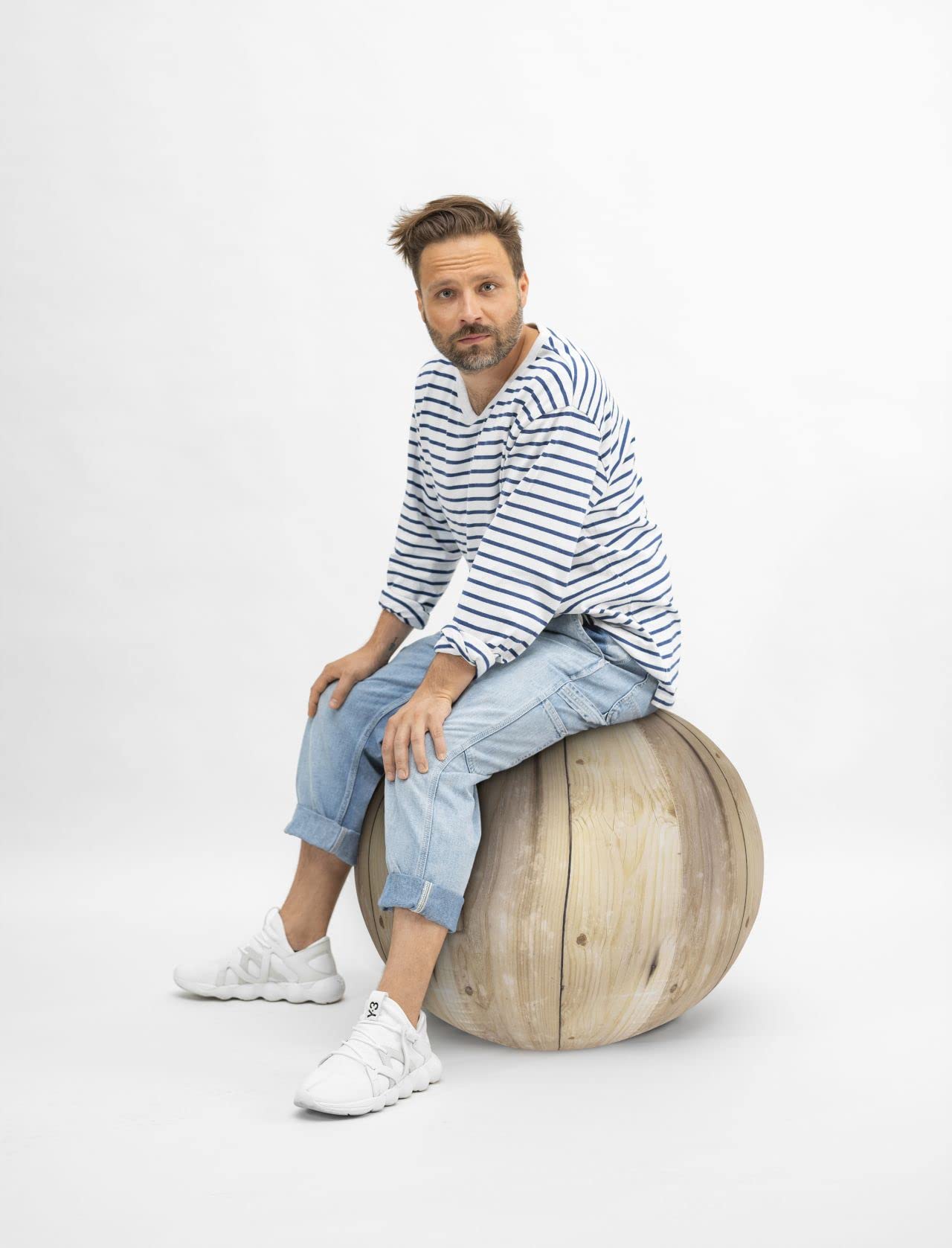 Sitting Ball Sitzball/Gymnastikball Oak mit Soft-Feeling Digitaldruck-Bezug in Holzoptik