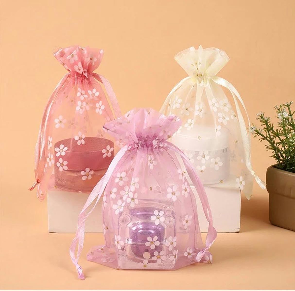 10 sztuk/partia 10x14 13x18 16x23 haft organza saszetka biżuteria opakowania torebki wesele cukierki Bolsa sznurek rzemieślnicze torby