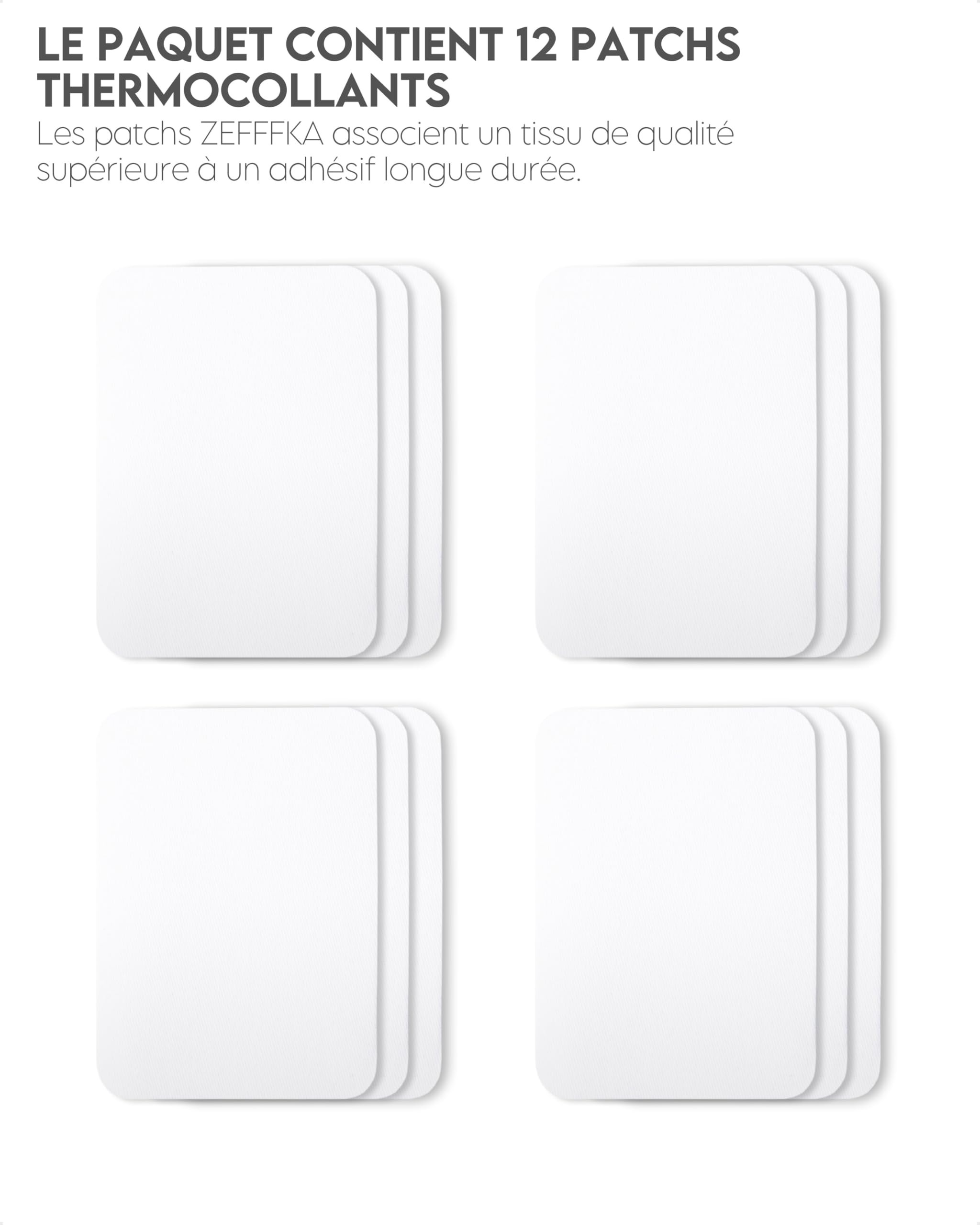 ZEFFFKA Lot de 9 patchs thermocollants de qualité supérieure pour tissu intérieur et extérieur - Colle 100 % coton blanc - Kit de décoration - 12 pièces - Dimensions : 7,6 x 10,2 cm