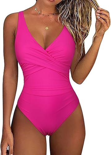 Firpearl Plus Size Supportive Swimsuits with Underwire Criss Cross One Piece Swi