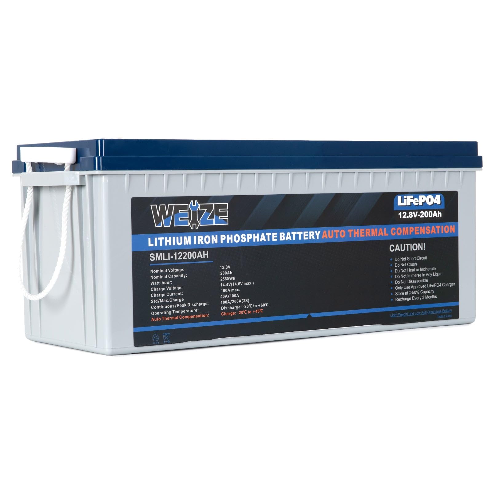 WEIZE 12V 200Ah LiFePO4 Lithium Battery with Self-Heating Function, Built-in Smart BMS, Up to 8000 Deep Cycles Rechargeable Battery Perfect for RV, Solar, Marine, Camping, and Off Grid