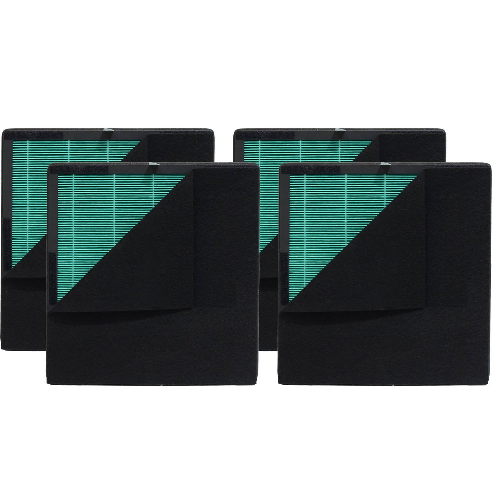 PUREBURG Lot de 4 filtres de rechange compatibles avec le purificateur d'air Evalit ET066, H13 True HEPA charbon actif 2 en 1 pré-filtres pour purifier l'air libre, squames d'animaux domestiques, COV